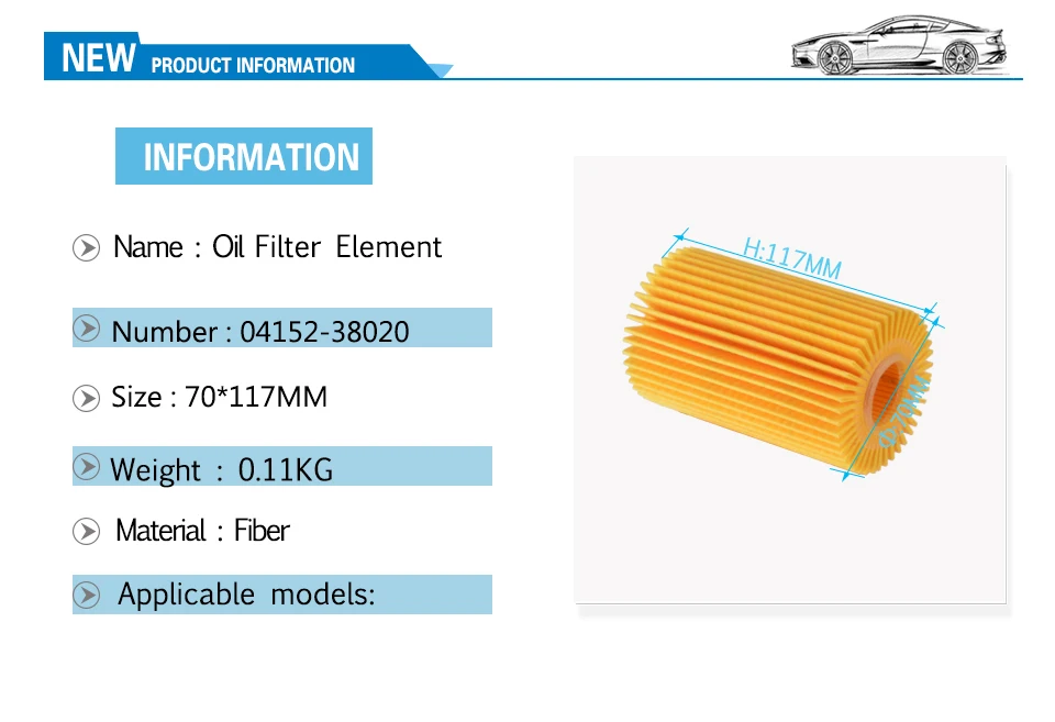 5 шт./лот фильтрующий элемент для смазочного масла для OEM: 04152-38020 для Toyota LAND CRUISER 2007- Секвойя Тундра для LEXUS LX450D/460/570 2007