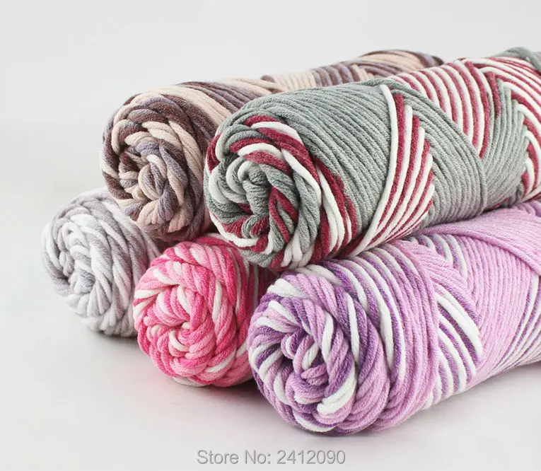 4 Pcs Mixed Color Baby Bamboo Cotton Yarn Natural Soft Milk Thick Yarn