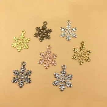 

13mm Vintage Filigree Snowflake Charms Bu Yao Hair Clasps Connectors Wraps Links Blanks DIY Findings Multi-color Plated Brass