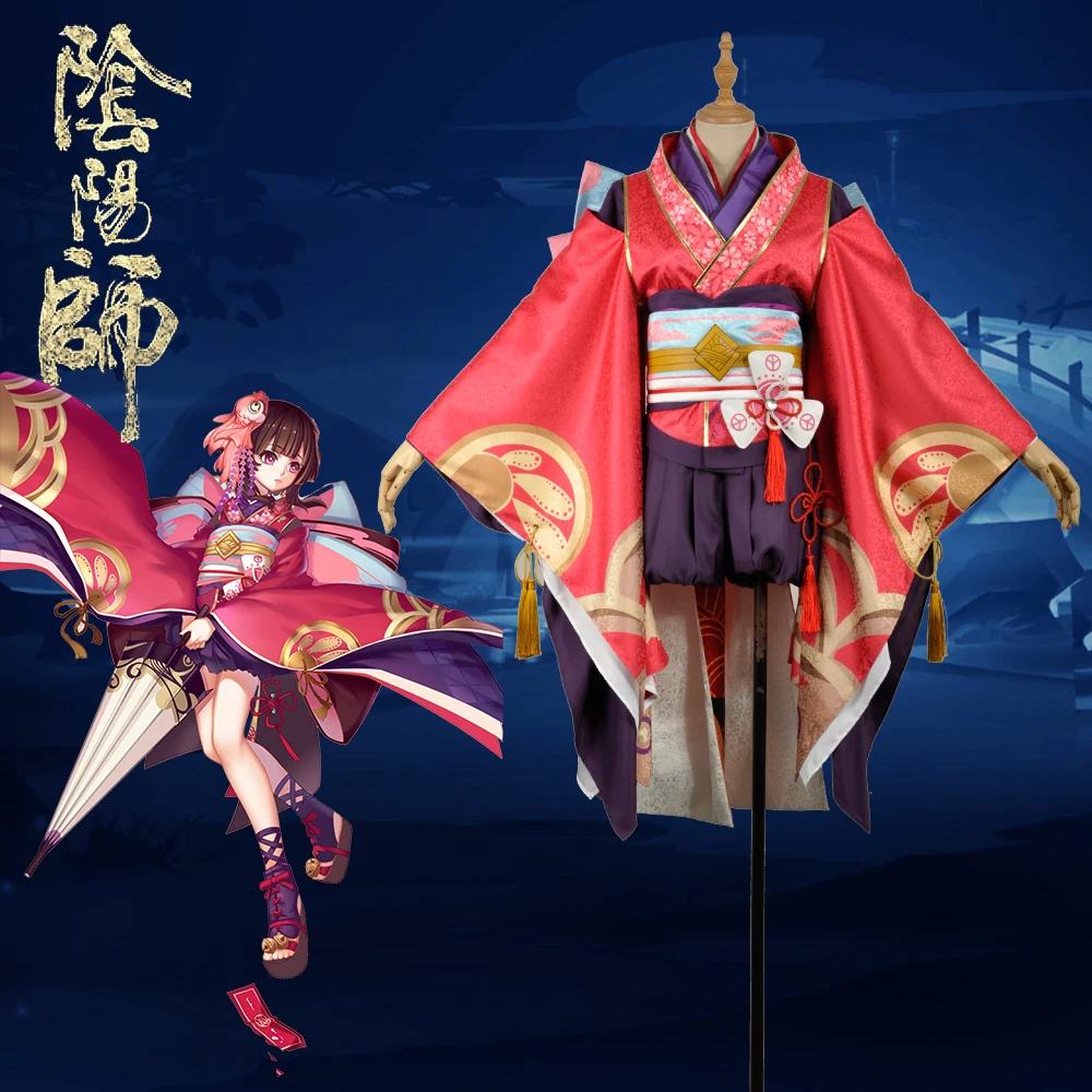 Ручная экскурсия Onmyoji Kagura Пробуждение Цветочное платье темное кимоно наряд