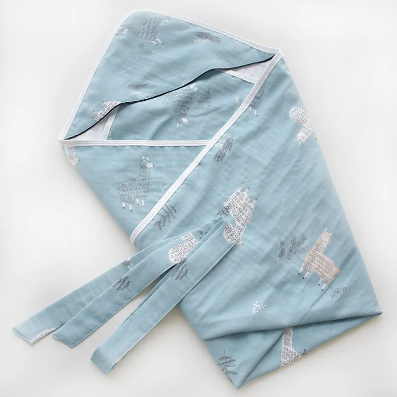Новорожденных муслин пеленать все хлопковые детские одеяла Новорожденные толстовки банное полотенце новорожденных хлопчатобумажное одеяльце детские постельные принадлежности 82*82 см - Color: Alpaca