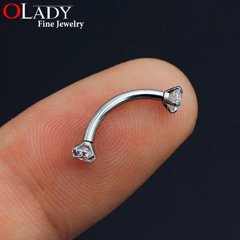 PiercingJ 9PCS 16G 6-10MM Stainless Steel Cubic Zirconia