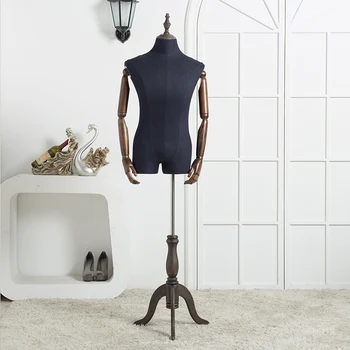 

Men Male Upper-Body Mannequin With Wood Arms For Clothes Display Rack