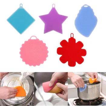 

Silicone Cleaning Brush Sponge Pot Pan Wash Cleaning Brushes Cleaner Magic Scouring Pads Kitchen Cleaning Tools