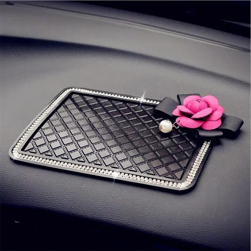 

Crystal Universal Sticky Pad Anti-Slip Mat Car Dashboard Diamond Flower Non-Slip Car Mount Holder for Cell Phone GPS For Women