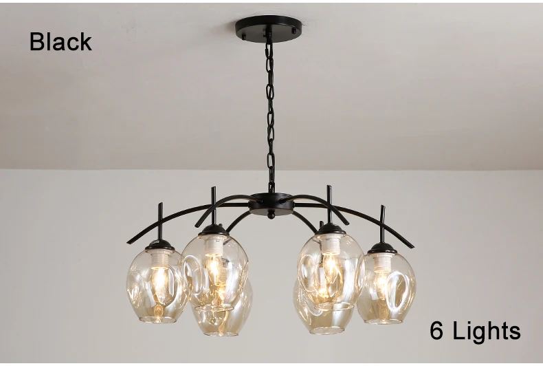 6 light black Veayas, современный стеклянный подвесной светильник, Скандинавская столовая, кухонный светильник, дизайнерские подвесные лампы, подвесной светильник - Цвет абажура: 6 light black