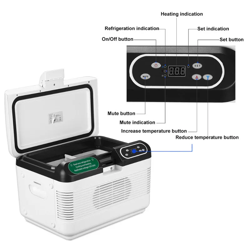 12л Портативный DC 12 В/24 В бесшумный двухъядерный мини-холодильник для автомобиля, грузовика, дома, морозильной камеры, автомобильный холодильник для путешествий, охлаждение до 5 градусов