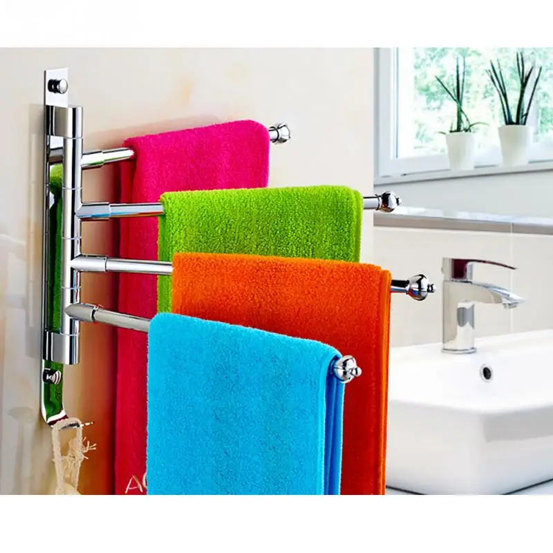 

Stainless Steel Bathroom Towel Holder 4 Swivel Towel Rail Hanger Wall Mounted Shelf Rotate Towel Hat Rack Handdoek Houder #30