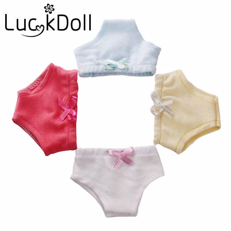 Luckdoll Solid Color Underwear with Ribbon Bow fit for18 inch American