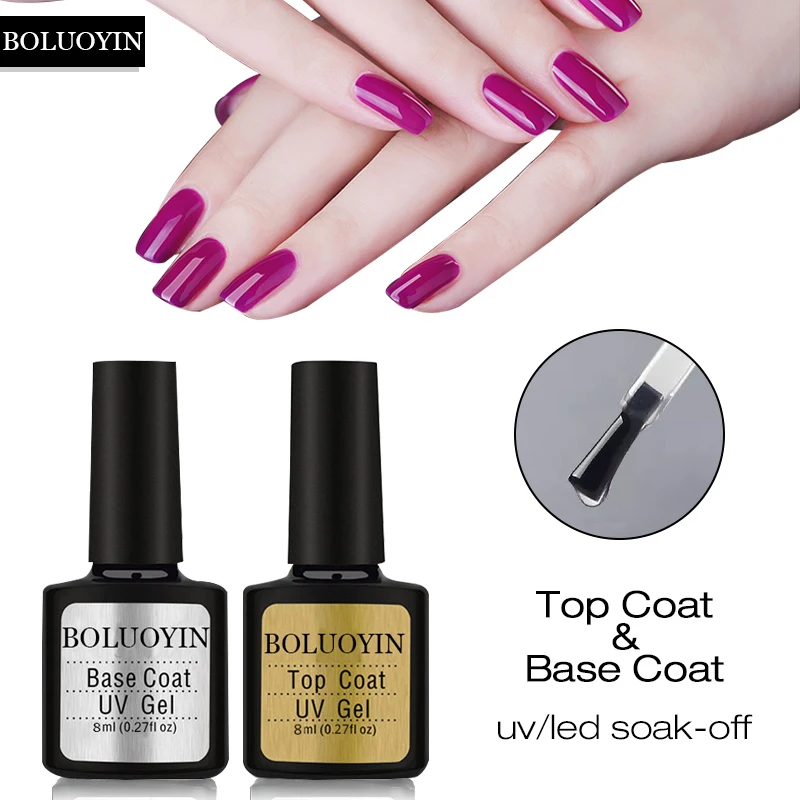 

BOLUOYIN Base And Top Coat Gel Nail Polish UV 8ml Transparent Gel Lacquer Nail Art Manicure Soak Off UV Nail Gel Polish Primer