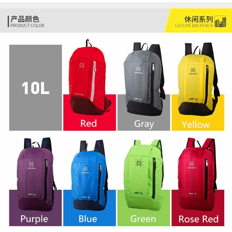 Samstrong 10L Boy Girls Sport Bags Hiking Camping Outdoor Travel Black Backpacks Women Men Waterproof Mountaineering Back Pack