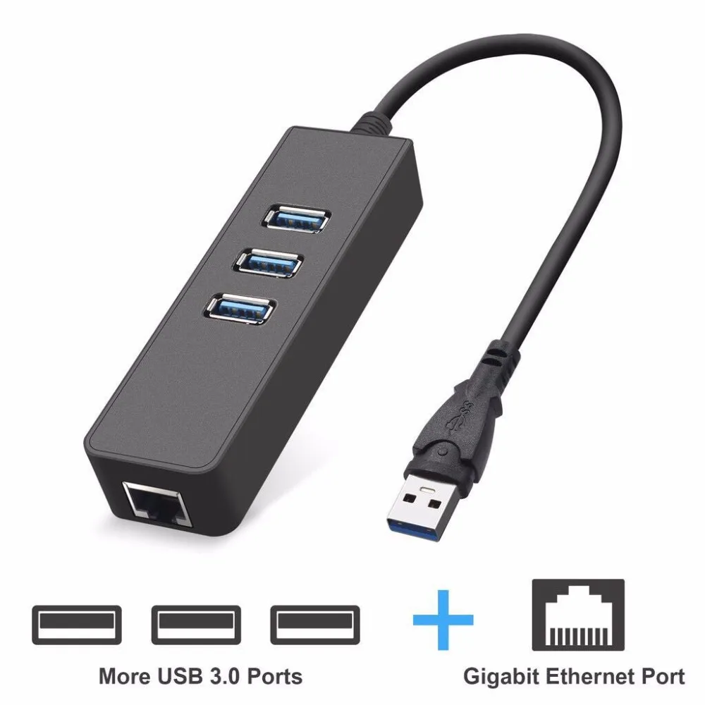 Basix высокое Скорость 3 Порты USB 3,0 концентратор 10/100/1000 Мбит/с до RJ45 Gigabit Ethernet LAN проводной сетевой адаптер для Windows macbook