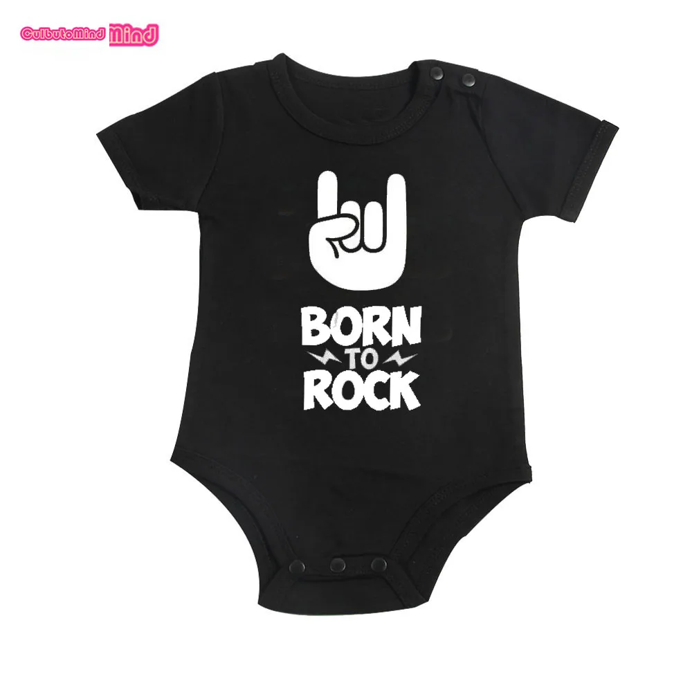 Culbutomind Born To Rock/черный хлопковый боди с короткими рукавами для малышей; одежда для маленьких мальчиков и девочек; забавная Одежда для новорожденных - Цвет: born to rock