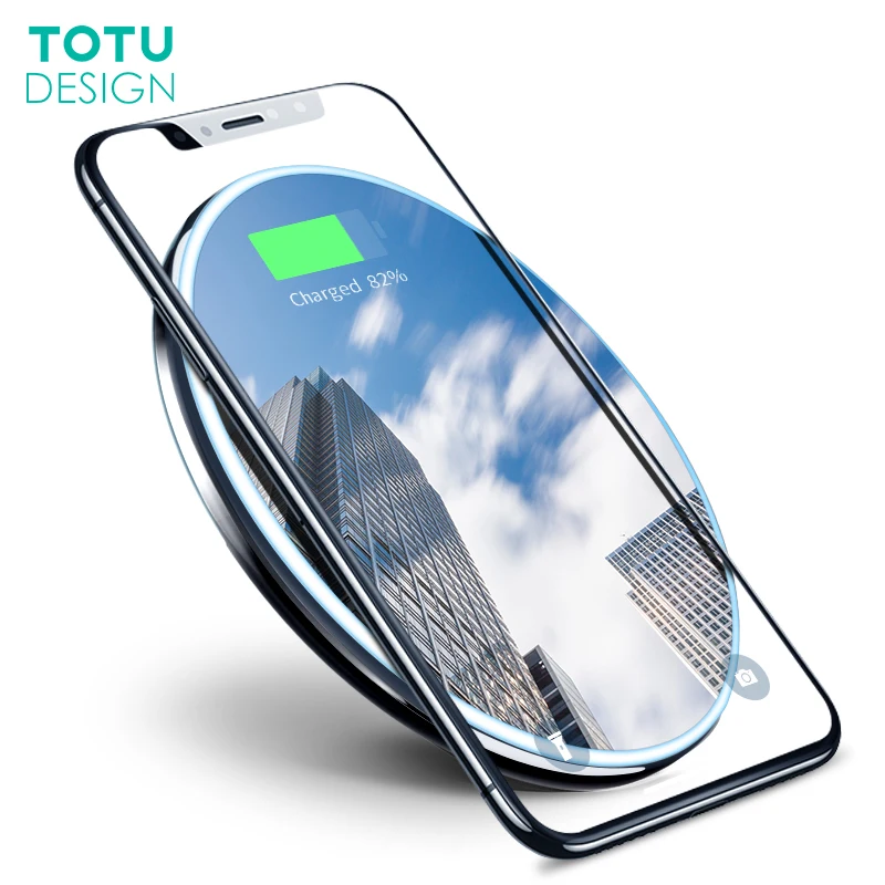 

TOTU10W for iPhonex wireless charger 8plus new s8 mobile phone fast charge s9 universal light shadow glass with indicator light