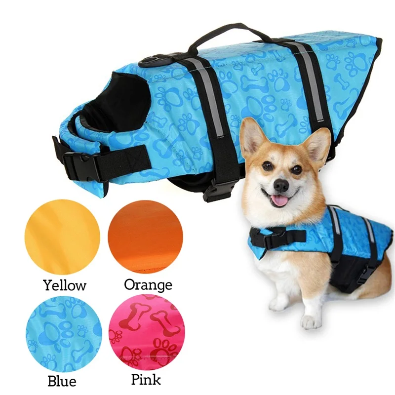 

Pet Dog Life Vest Safety Clothes Life Jacket Collar Harness Saver Pet Dog Swimming Preserver Summer Swimwear 5 Sizes RL28-0007
