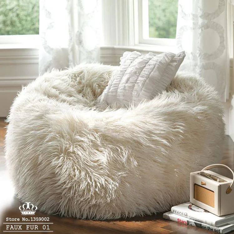 Big Size Faux Fur 01 Furniture Sofa Adault Bean Bag Chair Cover