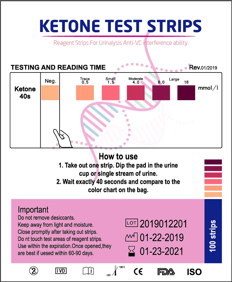 100 полосок кетоновые тестерные полоски реагент полоски для уринализа анти-помехи способность URS-1K