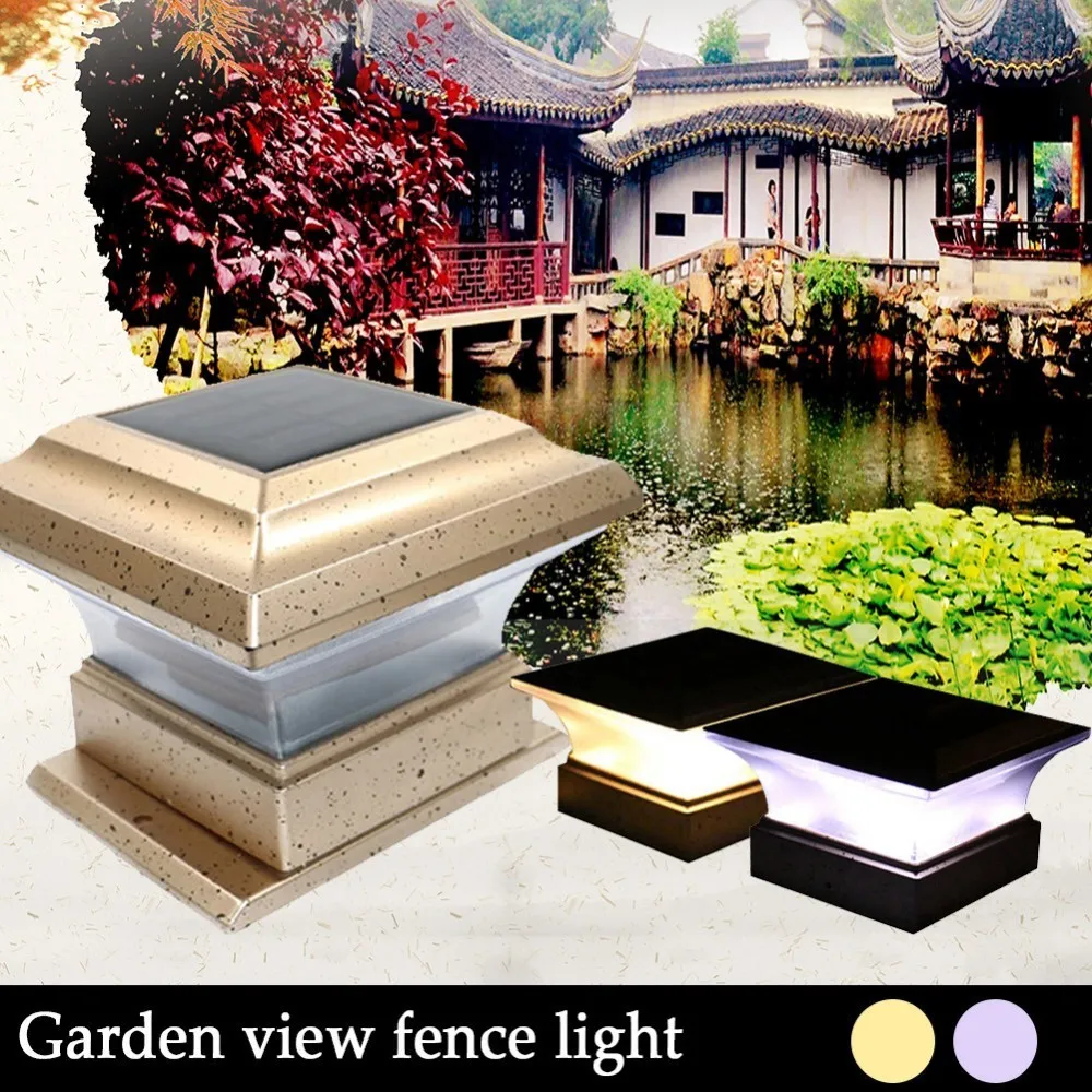 Kopen Outdoor Tuin Zonne energie LED Post Dek Cap Vierkante Hek Landschap Lamp Licht Kerstversiering Voor Thuis