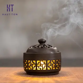 

Creative Crafts Backflow Coil Incense Burner Aroma Light Lamp Hollow Censer for Living Room Creative Home Decor