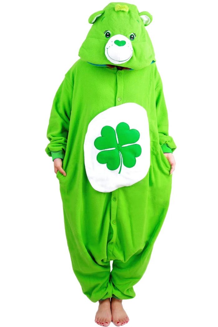 

New Adult Women's Lady Cartoon Fleece green bear Pyjamas Pajamas Sleepsuit sleepwear Onesie