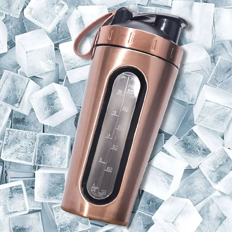 BAISPO زجاجة خلط مشروب البروتين 700 ملليلتر الفولاذ المقاوم للصدأ رياضة اللياقة البدنية رجاجة رياضية صديقة للبيئة المياه زجاجة مسحوق بروتين خلا...