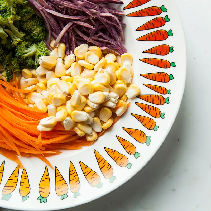 10 дюймов Фирменные керамические блюда и тарелки фарфоровая морковь напечатанная под глазурованной круглой костяной фарфор высокое качество креативная паста блюдо