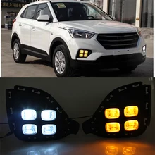 Для Hyundai creta IX25 2017 2018 светодиодный дневного света Южной Америки версия туман DRL с желтым поворота сигнальная лампа