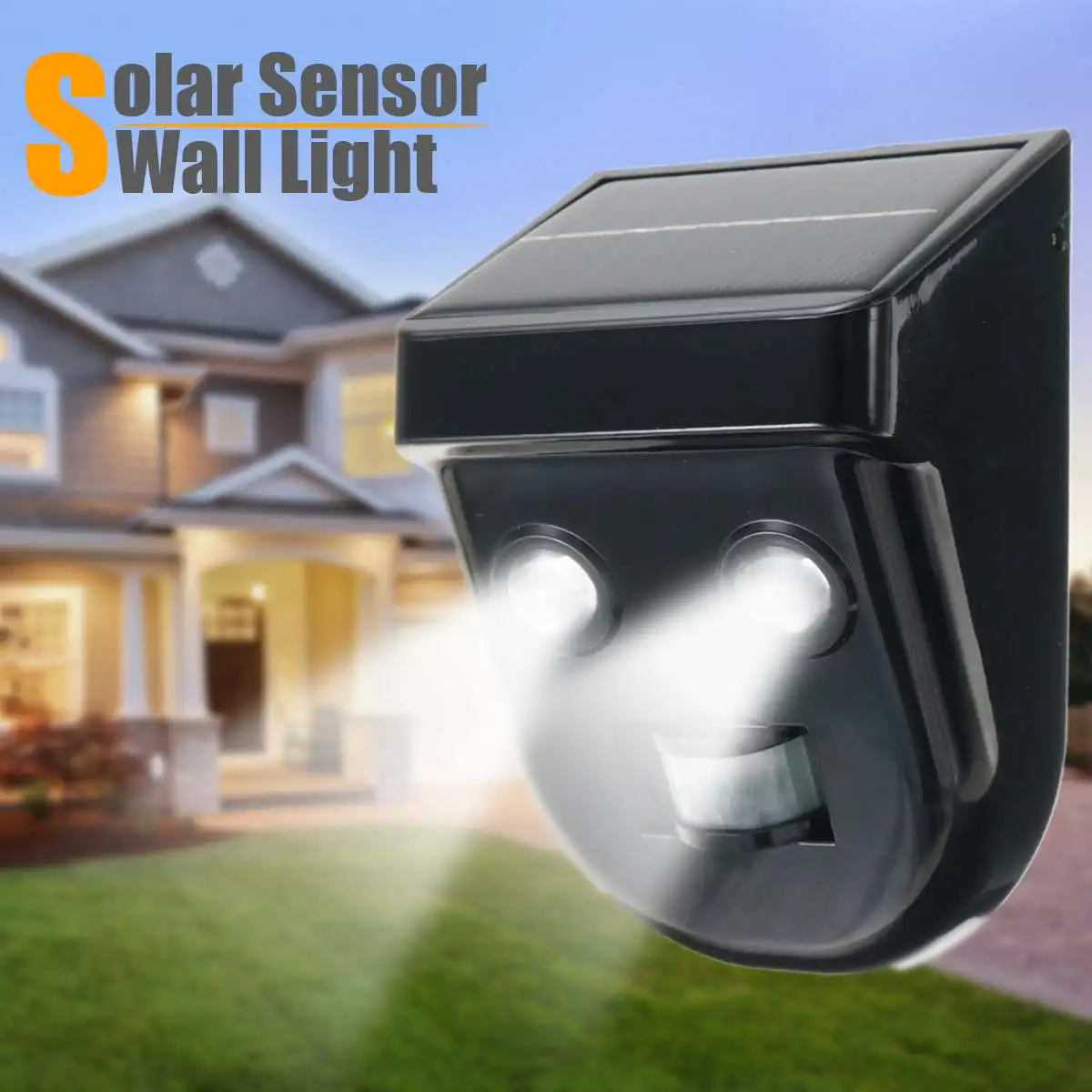 

2 Bulbs Garden Sloar Powered Led Flood Light PIR Sensor Motion Outdoor Wall Lamp Spot Light Waterproof Emergency Security Lights