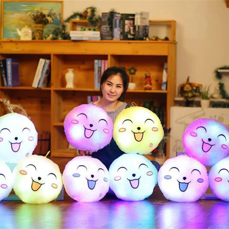 

Kawaii LED Sun Pillow 33cm Soft Plush Stuffed Cushion Colorful Glow Light Sun Smile Face Luminous Pillow Toys for Children