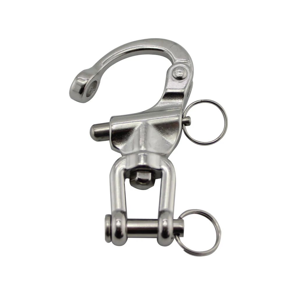 12pcs 70mm Stainless Jaw Swivel Snap Shackle Quick Release Jaw Type Shackles with Round Ring Marine Boat Rigging Hardware