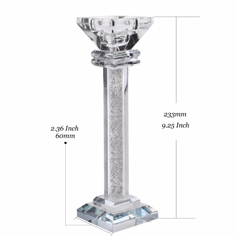 

Elegant 5.3/6.5/9.3 Inch Crystal Pillar Candle Holder Candlestick for Wedding Centerpieces Candlelit Banquet Festival Decoration