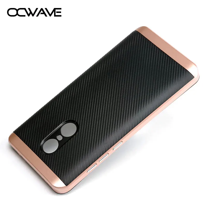 

Luxury Case for Xiaomi Redmi note 4X silicone TPU with PC material cover carbon fiber & metal button design Shockproof