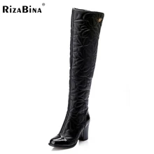 Rizabina size32-40 frauen mischfarbe high heel overknee stiefel winter botas warmen plüsch lange boot lady schuhe heels schuhe P21740