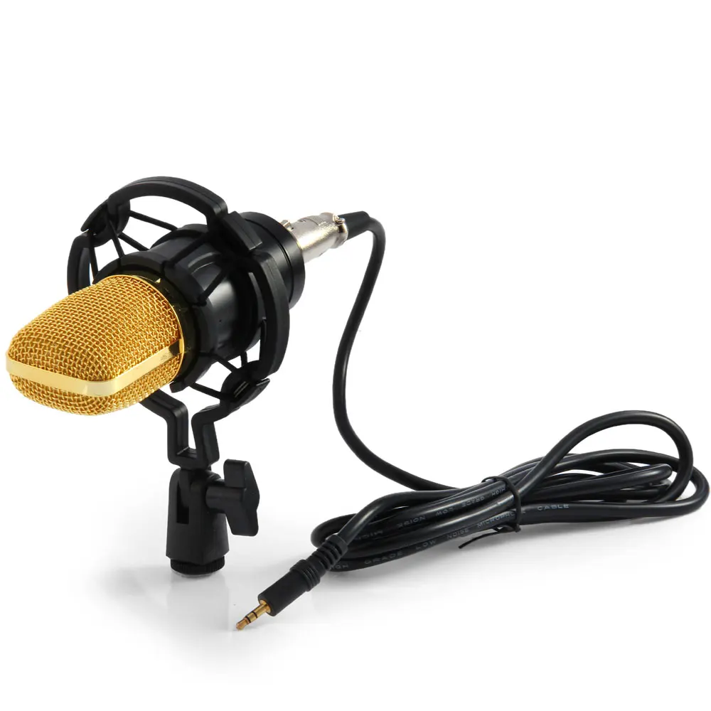 Excalvan BM700 Condenser Wired Recording Microphone with Shock Mount for Radio Broadcasting Sound Studio Microfone PC Mikrofon |