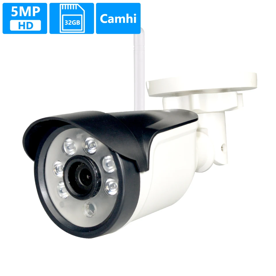 

Security Camera 5MP Bullet WiFi IP Camera HD Built-in SD Card Slot Night vision Wireless Outdoor Camera