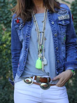 

Dongmu jewellery original handmade coconut wooden beads fashion necklace bohemian style ladies alloy horns long necklace jewelry
