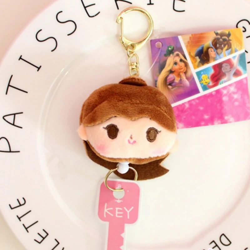 

1 Pc Cute Cinderella Mermaid Snow White Princess keychain Plush Toy Fashion Dolls Elastically Stretchable Plush Keychains Gift