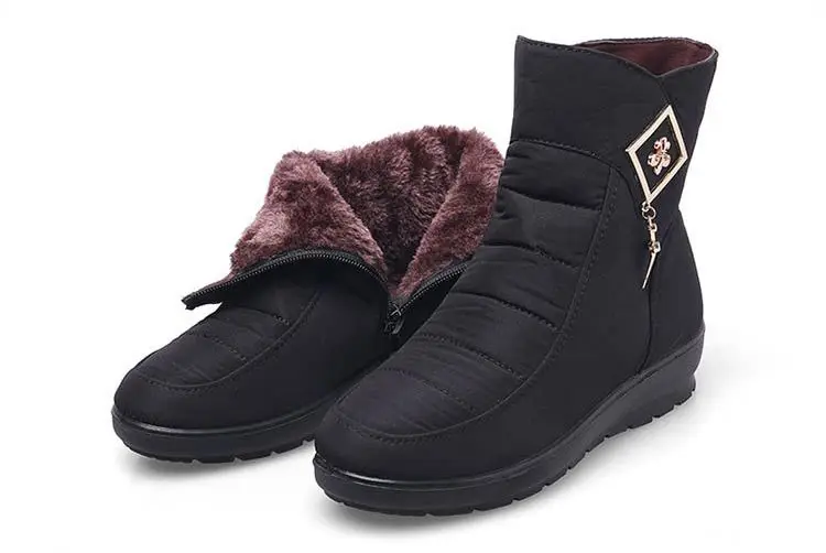 Зимняя обувь; женские ботинки; коллекция года; однотонные зимние ботинки на молнии; женская обувь; теплая плюшевая обувь на танкетке; женские ботильоны; botas mujer