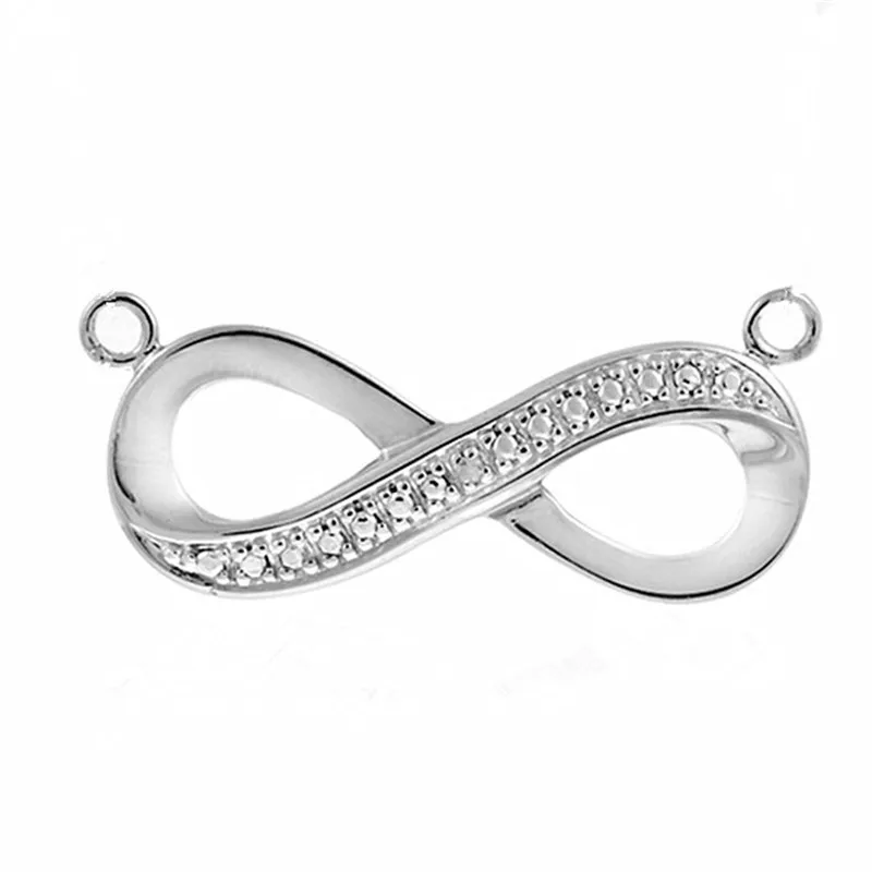 Zinc Alloy Clear Crystal Infinity Symbol Pendant Jewelry 8 Sign Charm Bracelets Necklace Connector Accessory | Украшения и