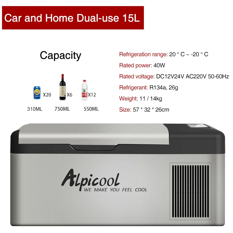  15L Car Refrigerator Fridge Mini Compressor Refrigerator Car Cooler Auto-Refrigerator Home Car Frid