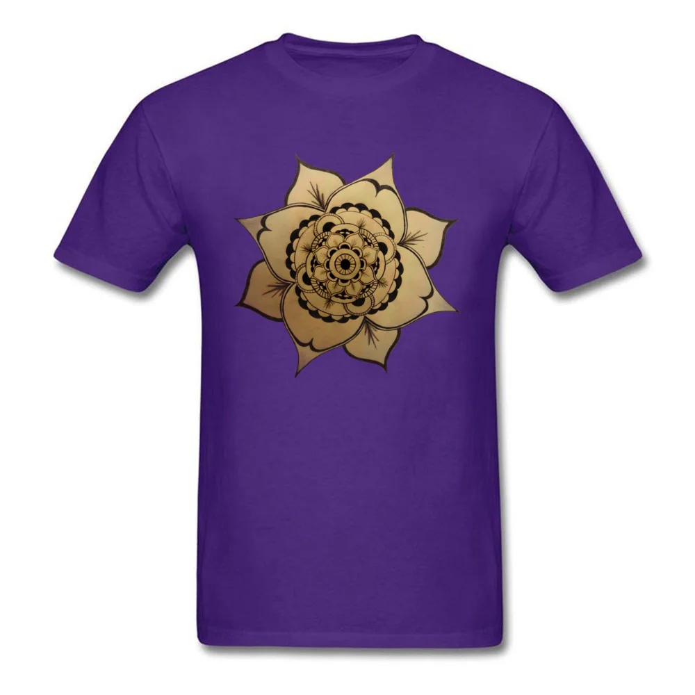 Mandala 100% Cotton Birthday T Shirt Fashion Short Sleeve Men T-shirts Geek Mother Day Tees Round Neck Drop Shipping Mandala purple