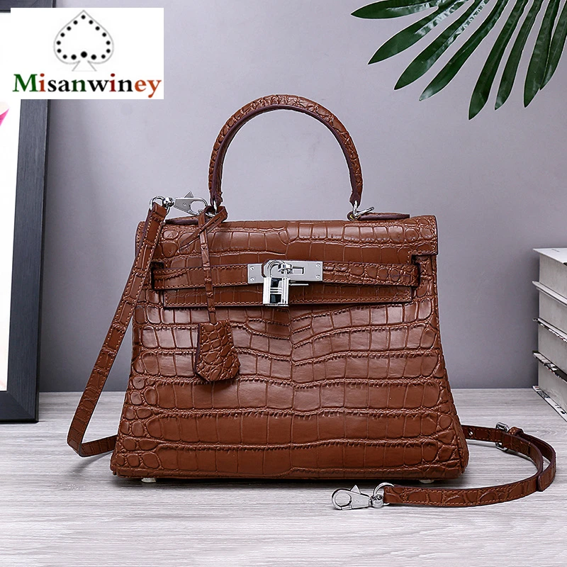 

Quality Guaranteed~Fashion Crocodile Pattern Women Genuine Cowhide Leather Handbag\Bag Designer Ladies Tote Shoulder Bag Channel