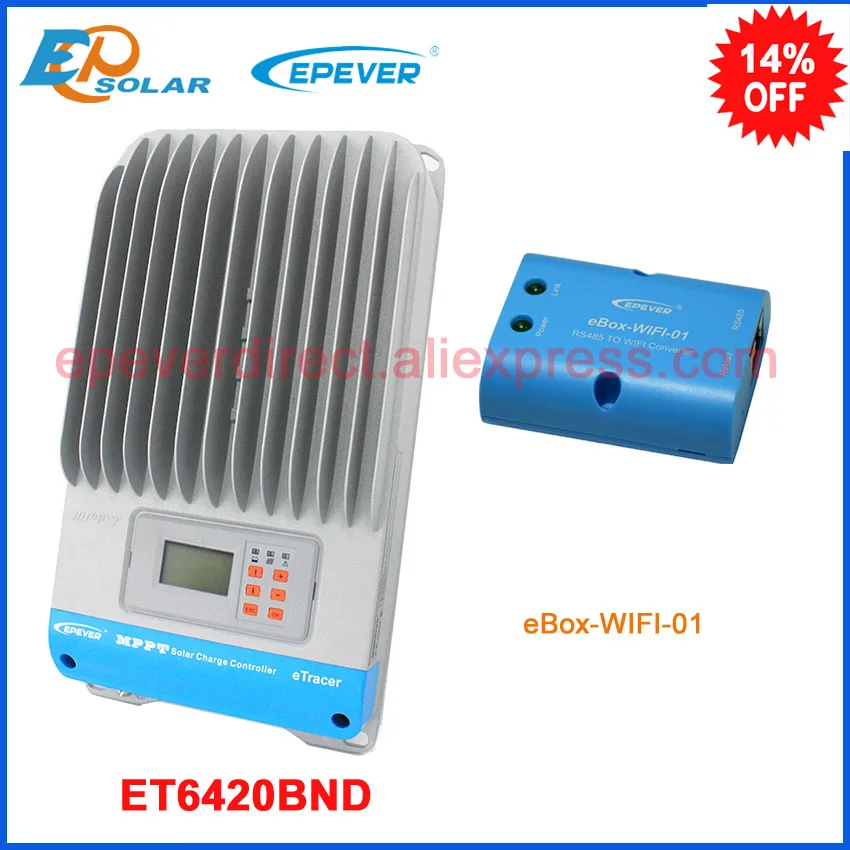 

ET6420BND MPPT 60A with wifi BOX 60amp 48V solar portable controller Android APP wifi connect BOX Regulator