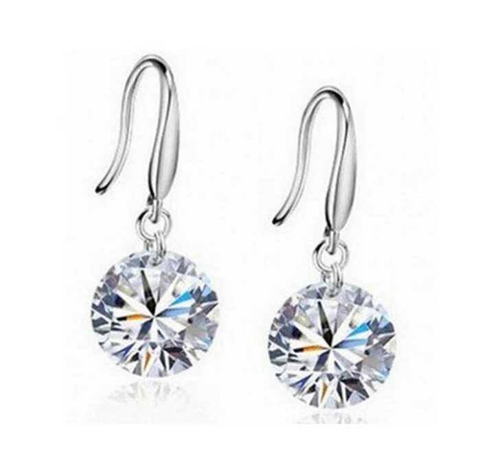 Shuangr Silver Color Earrings Clear Cubic Zirconia Drop For Shuangr Silver Color Earrings Clear Cubic Zirconia Drop For Women Wedding Femme Fine Jewelry