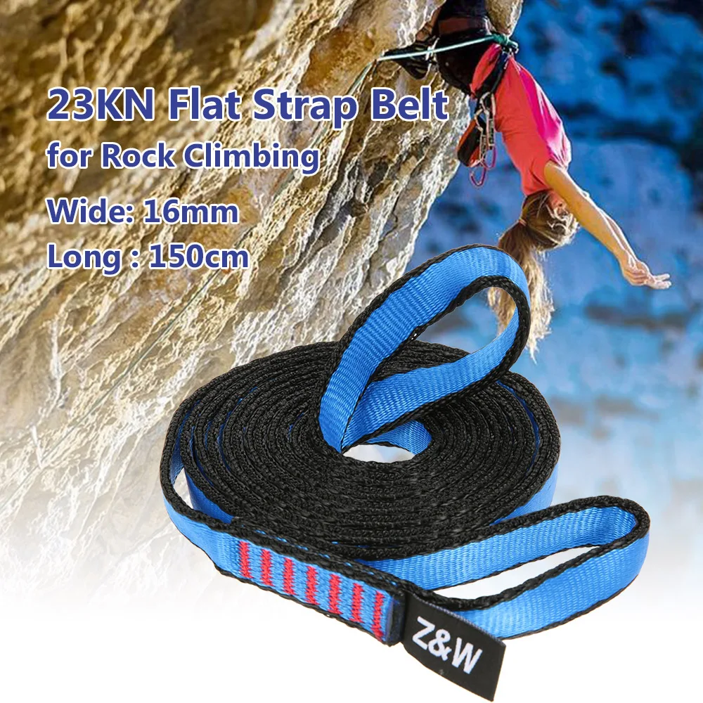 

23KN 16mm 150cm/4.9ft Rope Runner Webbing Sling Flat Strap Belt for Mountaineering Rock Climbing Caving Rappelling Rescue