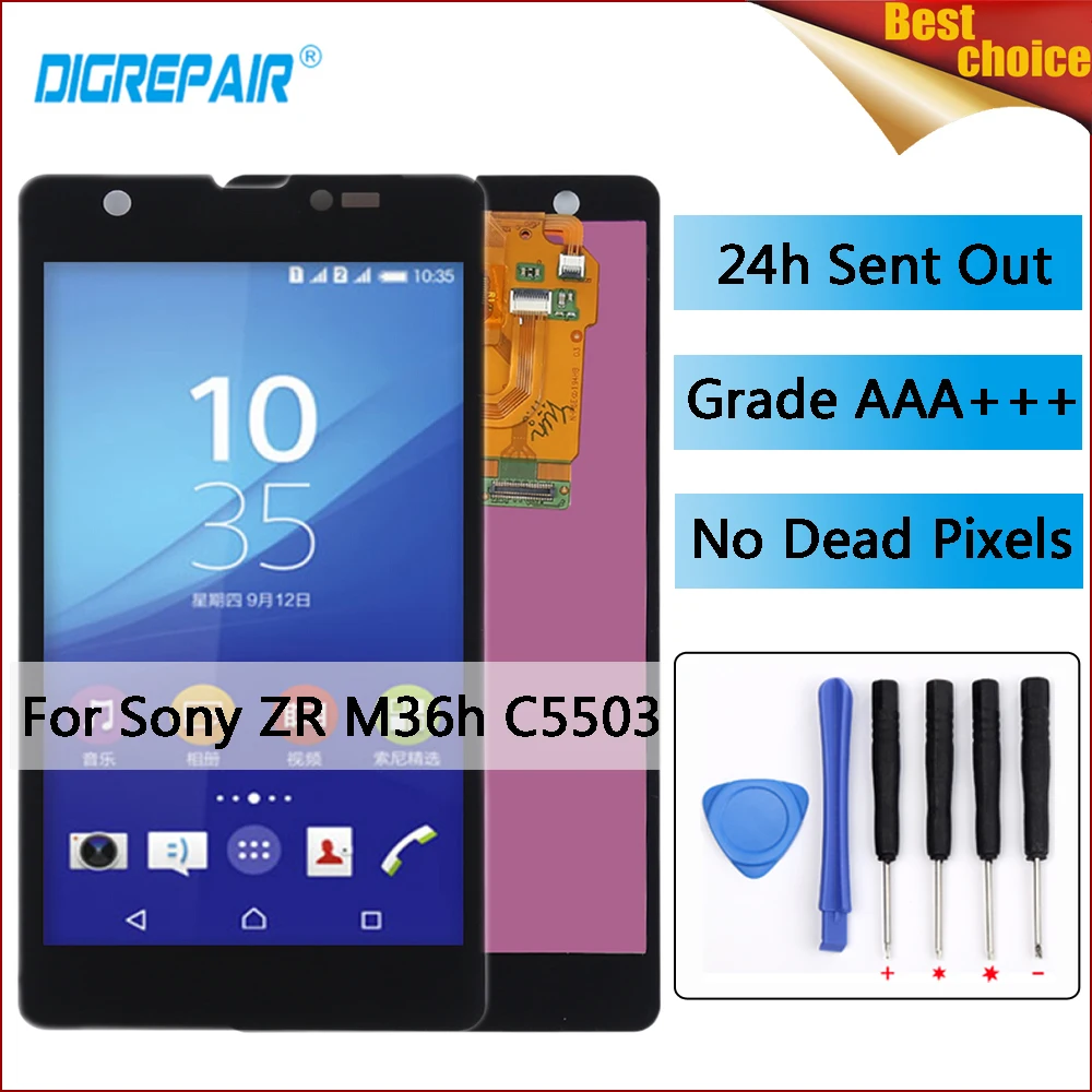 

C5503 LCD Black For Sony Xperia ZR M36h C5503 C5502 LCD Display Digitizer Touch Screen Full Assembly For Sony ZR LCD Replacement
