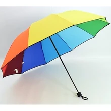 Очень большой зонтик для дождя, цветной Радужный ветрозащитный большой зонтик, семейные зонты для дождливых дней на открытом воздухе, 10 ребер SP060
