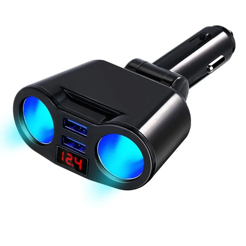 

3 in 1 12V Car Cigarette Lighter Socket Splitter Plug Dual USB Charger Voltage Current Monitor For iPhone Samsung Smartphone Tab