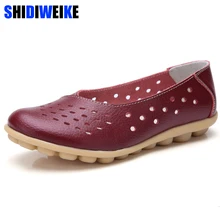 Женская обувь; Новинка года; дышащая обувь на платформе с перфорацией; женские кроссовки; повседневная обувь на плоской подошве; женские мокасины из натуральной кожи; g037