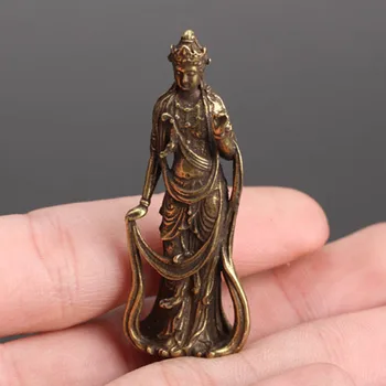 

1pcs Chinese Brass Guanyin Bodhisattva Bronze Retro Pocket Statue Collection Handwork Statue Home Decoration Craft BBB0910